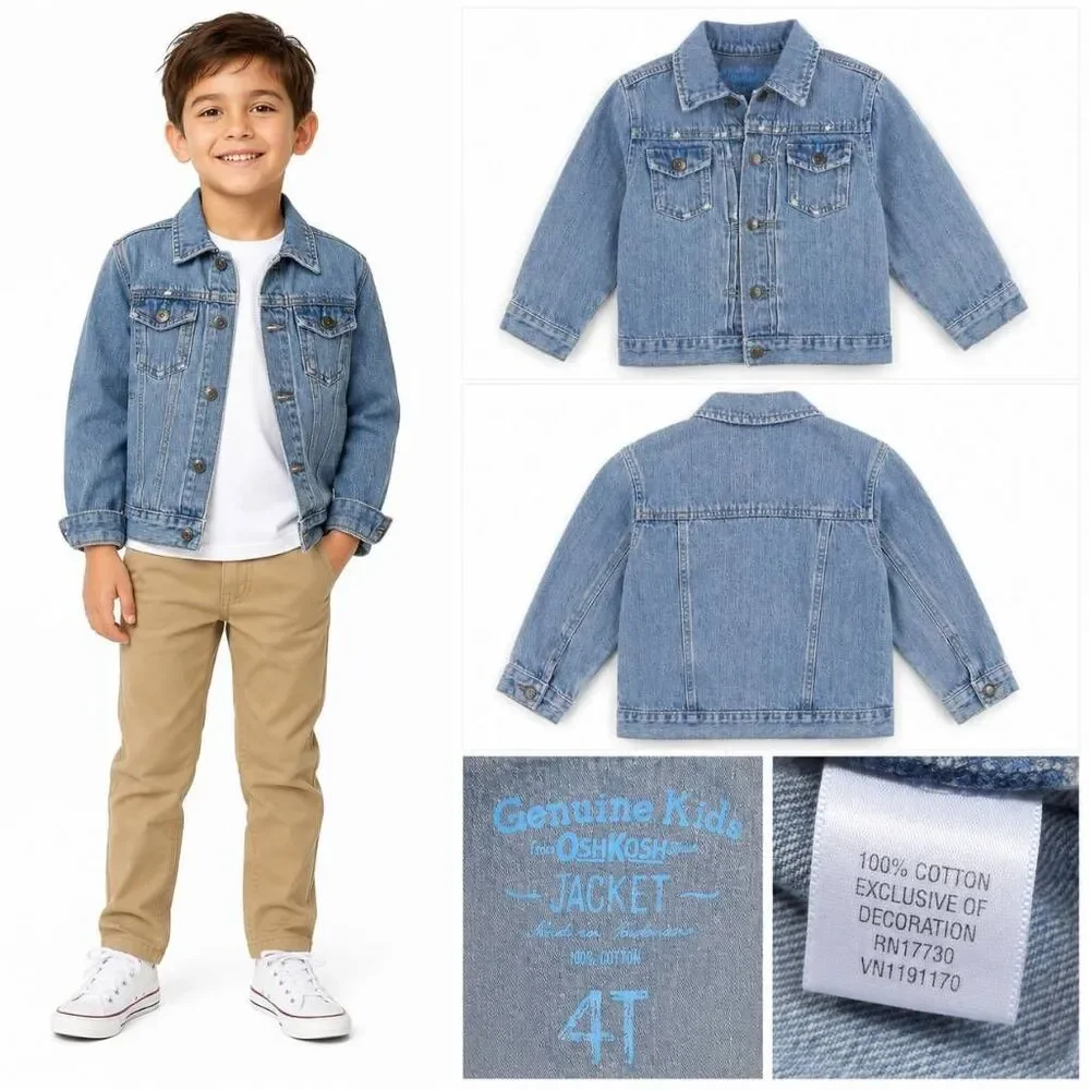 OshKosh Genuine Kids 4T Denim Jean Jacket Vintage Style